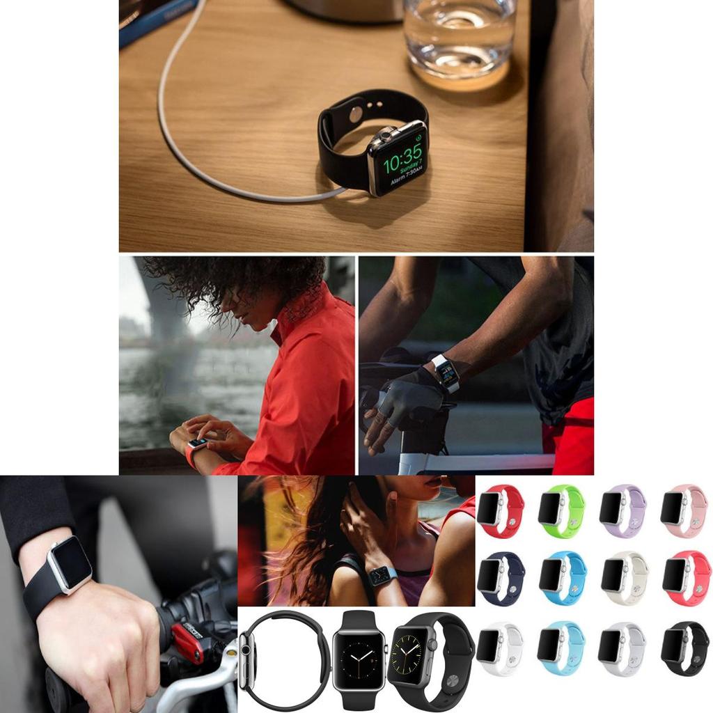 Ремешок для Apple Watch с тонкой талией, силиконовый ремешок, двойная пряжка, легкий, для фитнеса