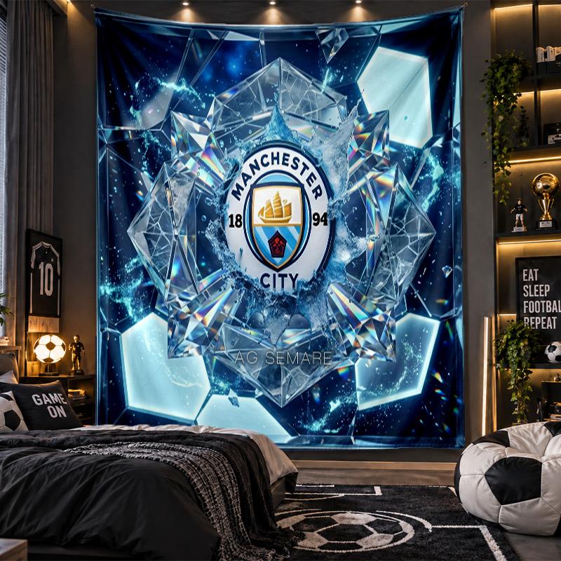 Wall Hanging Tapestry Manchester City Print Cloth for Living Room Bedroom Home Decor