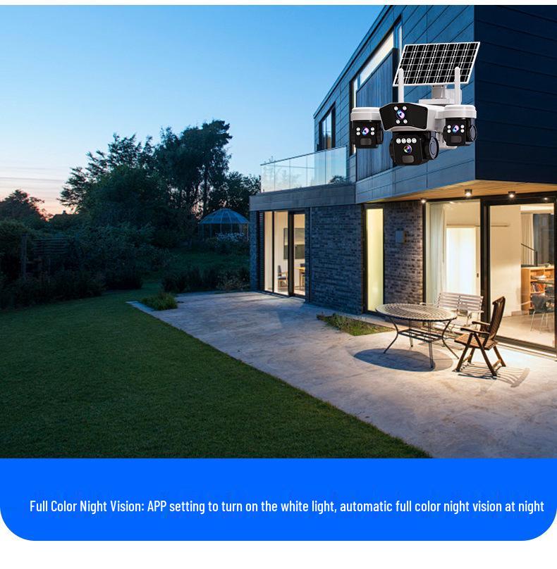 V380 Triple-Lens HD Solar Outdoor 4G Monitoring Camera – No Power/Network Needed