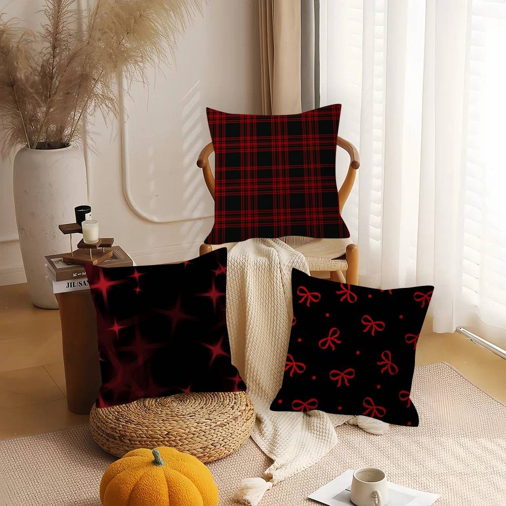 Ins Black And Red Pillow Gift Home Office Decoration Pillow Bedroom Sofa Car Cushion Coverpillow Case