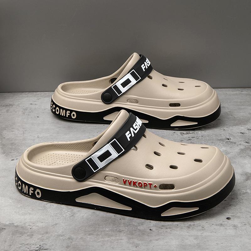 Летние мужские туфли EVA с толстой перфорированной подошвой, сандалии и тапочки Baotou - нескользящая пляжная обувь