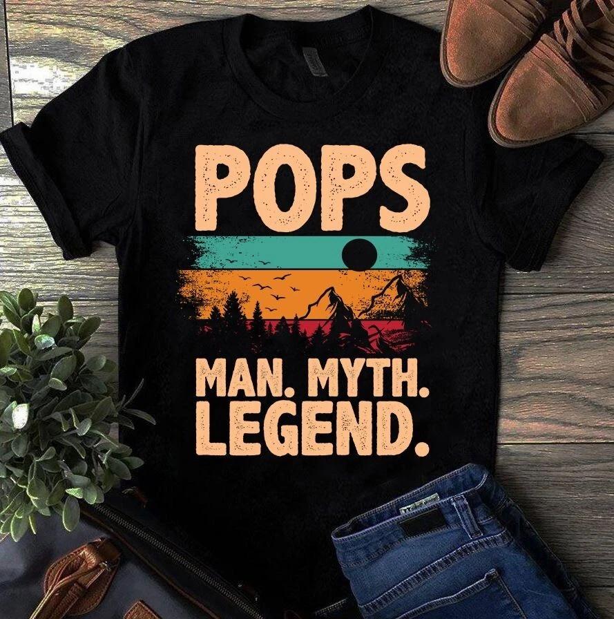 Мужские и женские футболки Pops Человек Миф Легенда Винтажный Кемпинг Папа Отец Подарок
