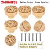 2/4/6/8Pcs Round Rattan Drawer Knobs Solid Wood Door Pulls  Furniture Hardware Accessories