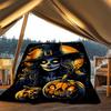 1pc Witch Print Throw Blanket Polyester Fiber, Lightweight Flannel, Soft & Warm, All Season Use for Outdoor, Camping Digital Print