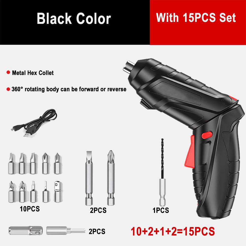 Перезаряжаемая дрель и отвертка, набор отверток с электрической батареей, беспроводной мини-компактный набор отверток, аккумуляторная дрель