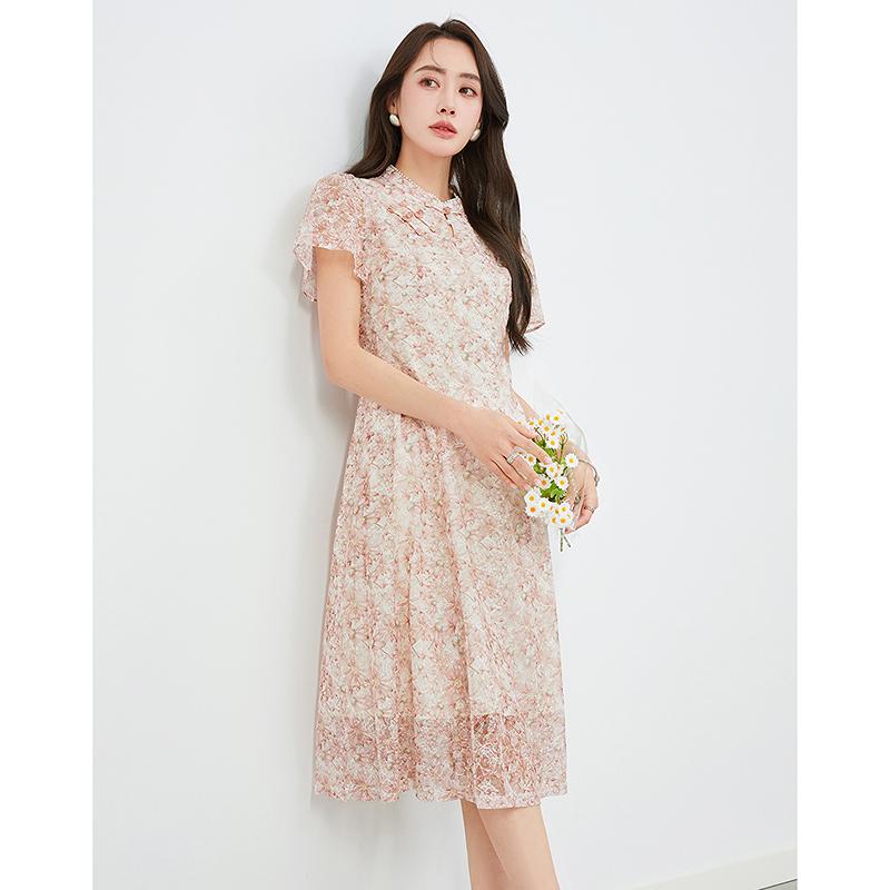 New Chinese style improved cheongsam printed dress