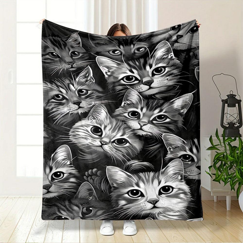 Cute Cat Faces Pattern Blanket for all seasons blanket lunch break throw gift
