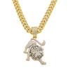 Animal Lion Full Diamond Dragon Beard Chain, Men's Hip Hop Style Personality Pendant Necklace