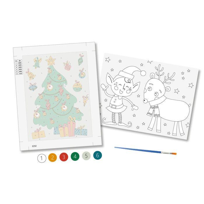 Kit peinture au numéro sapin de Noël 18 x 24 cm