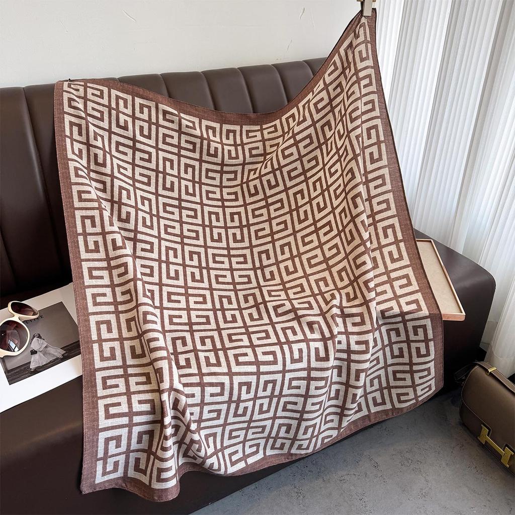 Spring and Summer Fashion Geometric Series Big Square Scarf Versatile Exterior Shawl Scarf Printed Headscarf Thin Style