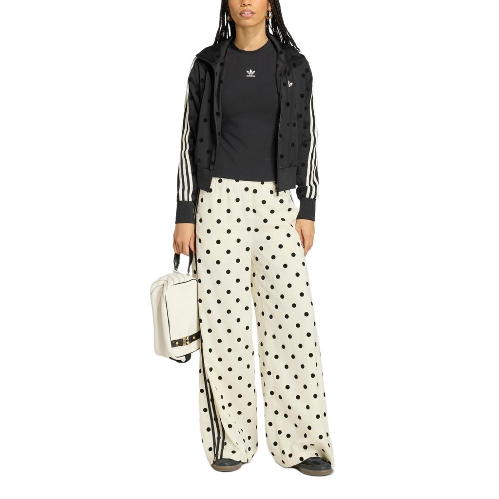 Adidas Satin Polka Dots Wide Leg Pants Off White Women Bottoms KV1168