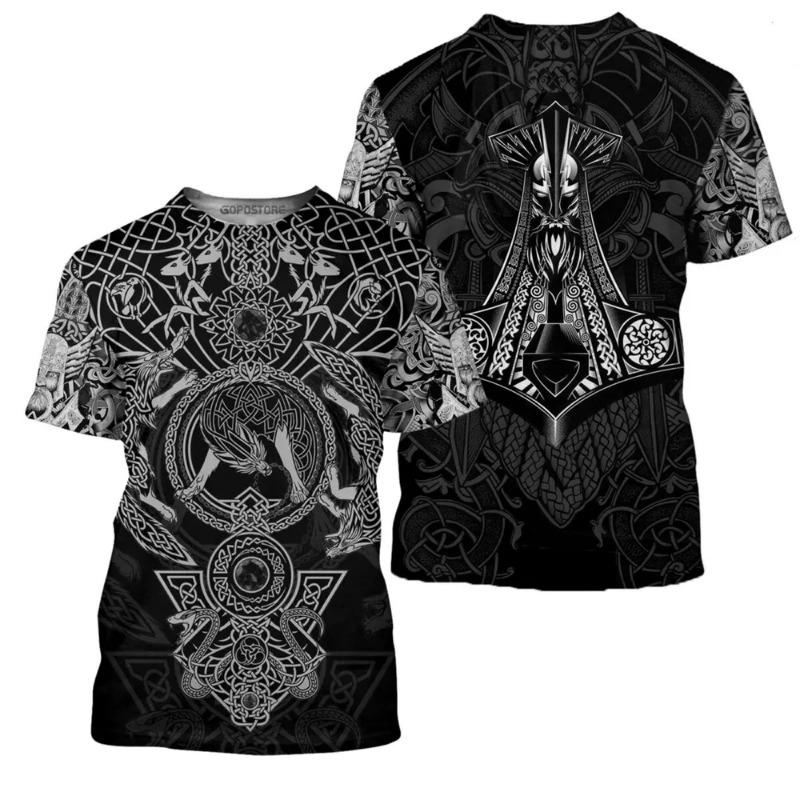 Летняя новая мужская рубашка Viking 3dt с принтом, мужская футболка Craze Punk, мужской топ Harajuku