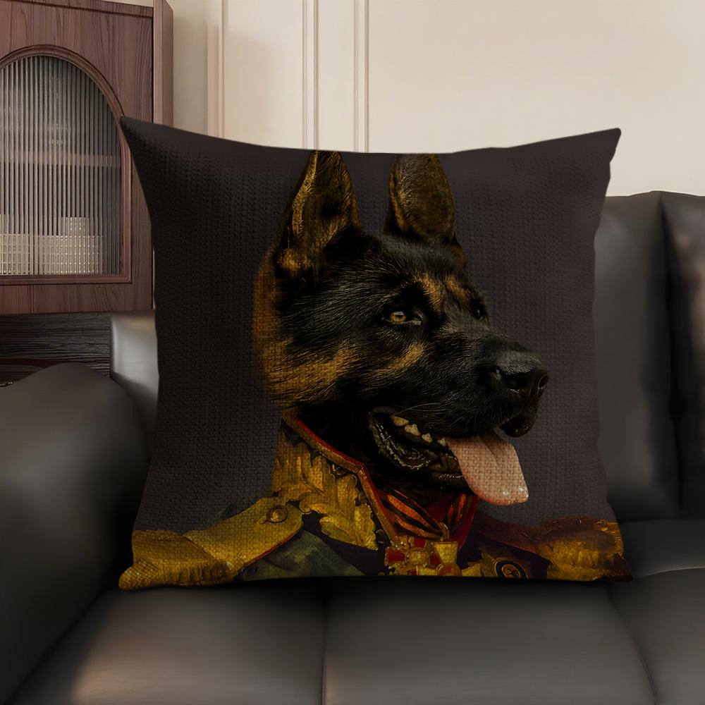 Renaissance Royal Dog Cushion Cover Natural Linen Organic Fabric DoubleSided Printing Sofa Home Decor Gift Pillow Case