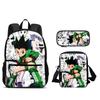 HUNTER × HUNTER Рюкзак Пенал Сумка через плечо Набор из 3 предметов Аниме Принт Детский сад Мальчики и Девочки Новый Большая вместимость Легкий