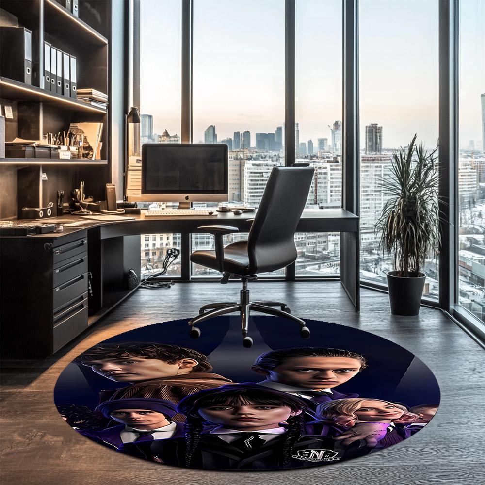 Wednesday Printed Round Rug Carpet Chair Rug Area Rug Entryway Doormats,for Office Chair Living Room Bedroom Kitchen Room.