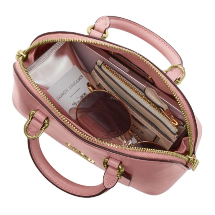 Coach Сумка-портфель Lara 22 с молнией по периметру Кожаная Сумка через плечо Маленькая Женская Сумка Розовый CEA01-IMP02