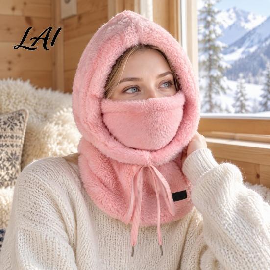 Outdoor Cycling Head Wrap 3 in 1 Hat with Scarf And Mask Soft Thickened Arctic Velvet Unisex Winter Cap Hat Windproof Elastic Thermal for