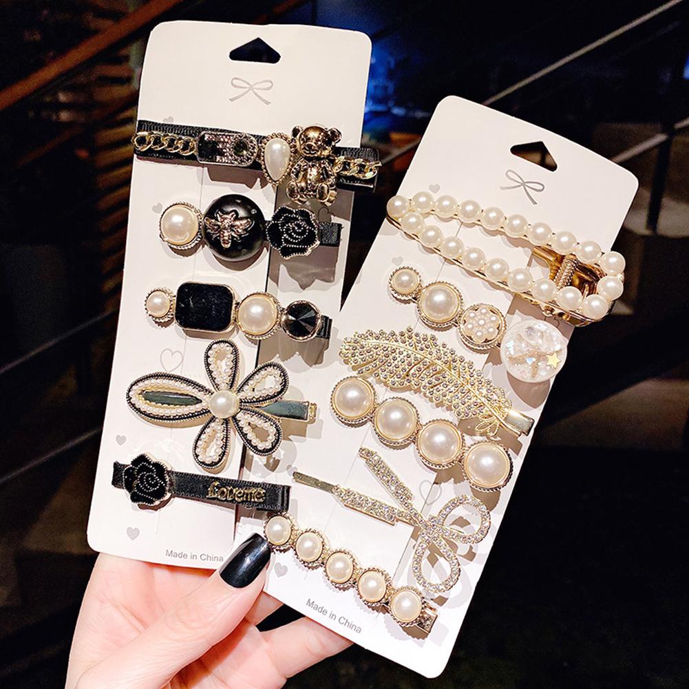 Fashion 5/6pcs Set Pearl Hair Clip For Women Hairpin Geometric Crystal Hair Barrettes Girl Hair Accessories Hairgrip