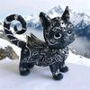 Загадочная статуэтка черной кошки Маленькая фигурка кошки из смолы Декоративная готическая скульптура животного для дома, офисного стола, винного шкафа, полки