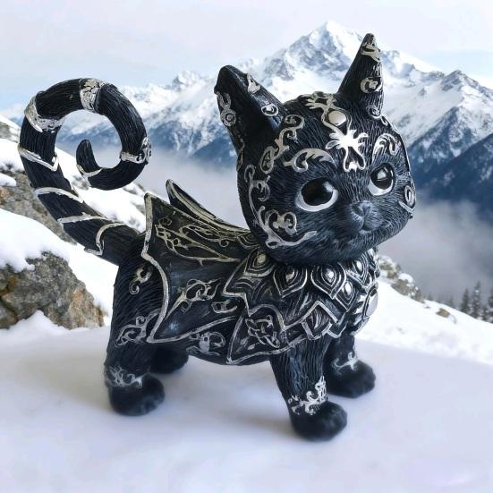 Загадочная статуэтка черной кошки Маленькая фигурка кошки из смолы Декоративная готическая скульптура животного для дома, офисного стола, винного шкафа, полки