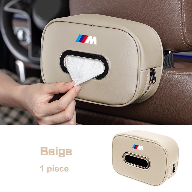 ORWI7 Car Seat Back Tissue Box Leather For BMW X1 X3 X5 X6 X7 E38 E46 E70 E90 F15 F30 G20 G30 1 3 5 6 7 Series Auto Armrest Napkin Bag