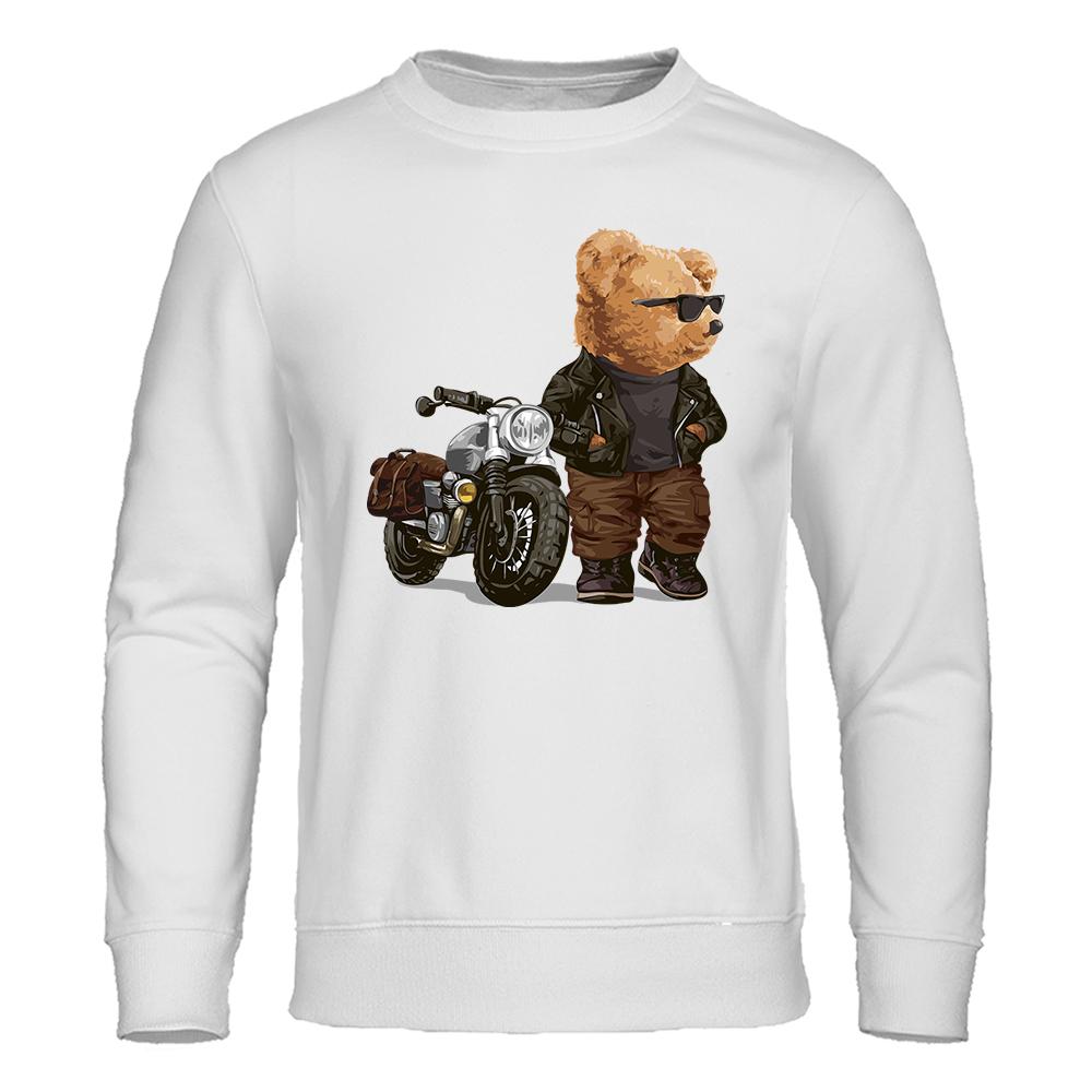 Мотоциклетный медведь Тед в солнцезащитных очках с капюшоном Мужская мода Спортивный свитер Уличная одежда Пуловер Мягкие толстовки с капюшоном