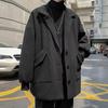 Мужское шерстяное пальто с лацканами, длинный рукав, однобортная ветровка, однотонное свободное пальто средней длины с карманами, официальная одежда