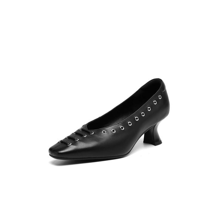 Модная новая весенне-осенняя женская обувь из натуральной кожи, туфли с квадратным носком, модная лаконичная обувь, туфли на высоком каблуке, женские туфли-лодочки ручной работы