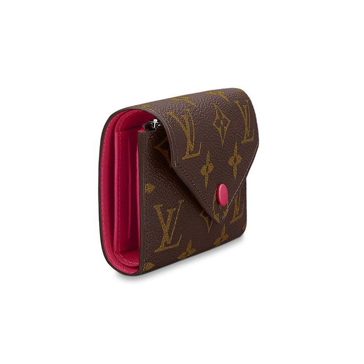 Louis Vuitton Кошелек женский Victoria с покрытием из канвы и кожи, с принтом логотипа Victorine, на кнопке-застежке, цвет фуксия, M41938