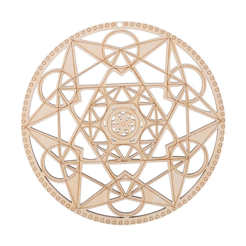 Hot Round Wood Sign Wall Decor Wooden Wall Art Sacred Geometry Hanging Artwork