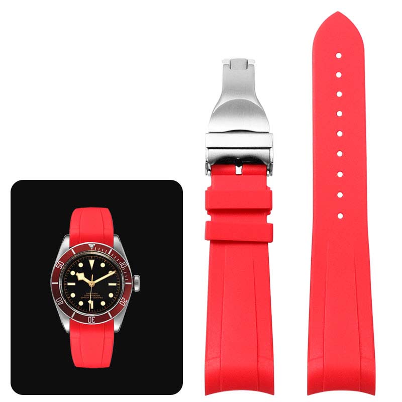 Классический высококачественный резиновый ремешок для часов Tudor Black Bay GMT с застежкой-молнией, черный, синий, красный, 22 мм