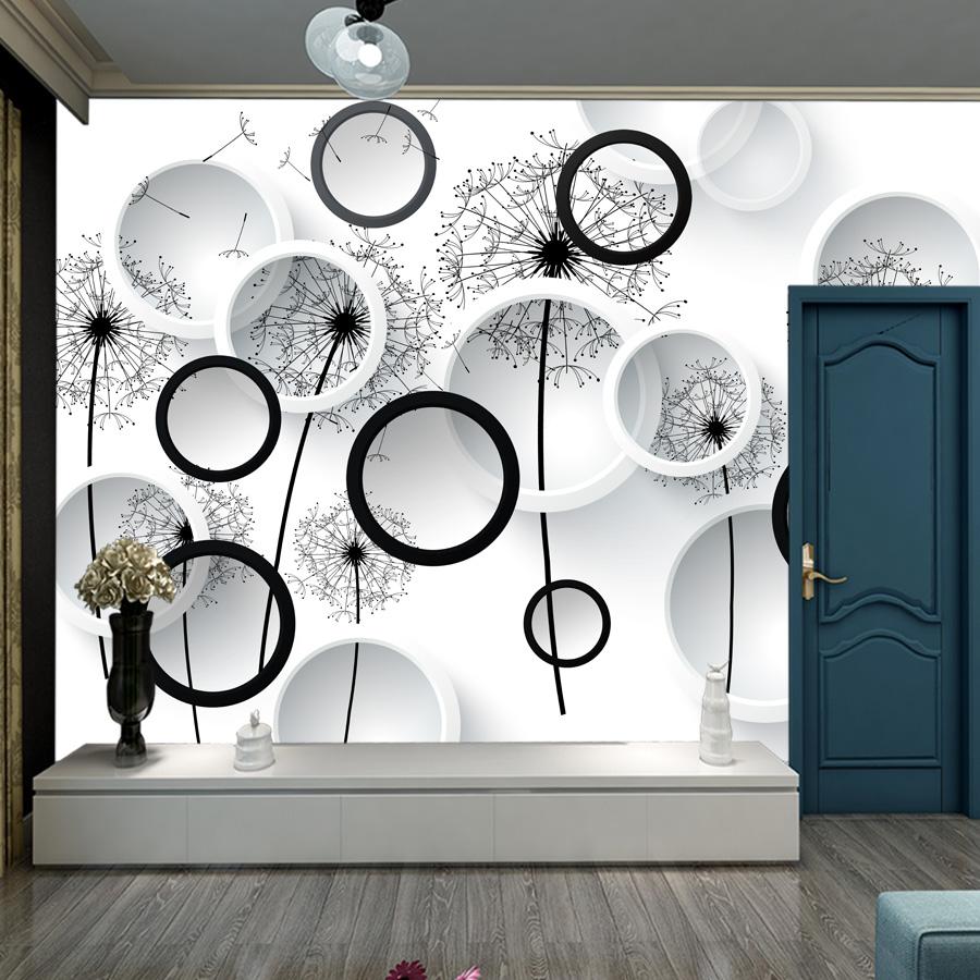 Современные 3d обои Съемный черный, белый цвет одуванчик крутая фреска домашний декор обои для гостиной спальни