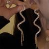 Fashion Women Elegant Snake Shape Shiny Zircon Tassel Stud Earrings Women Jewelry Party Gifts