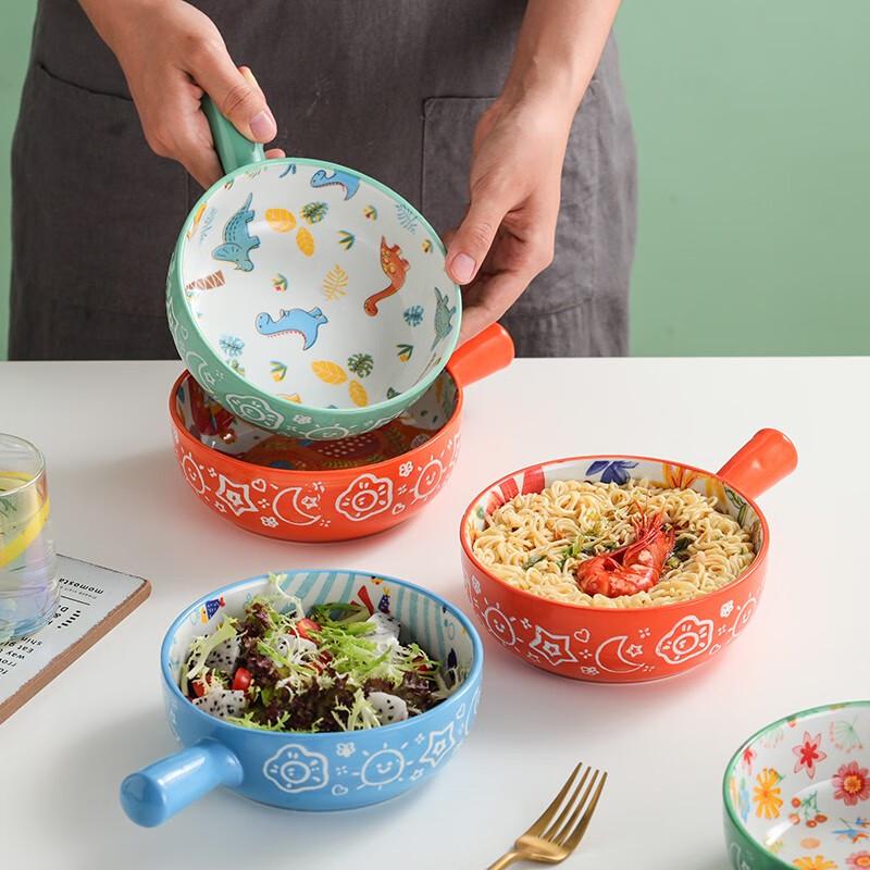 Cartoon Deer Ceramic Handle Bowl with Lid