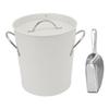 Ice Bucket Round with Ice Shovel Galvanized Sheet Plastic Beer Chiller Bin for Bar Home White