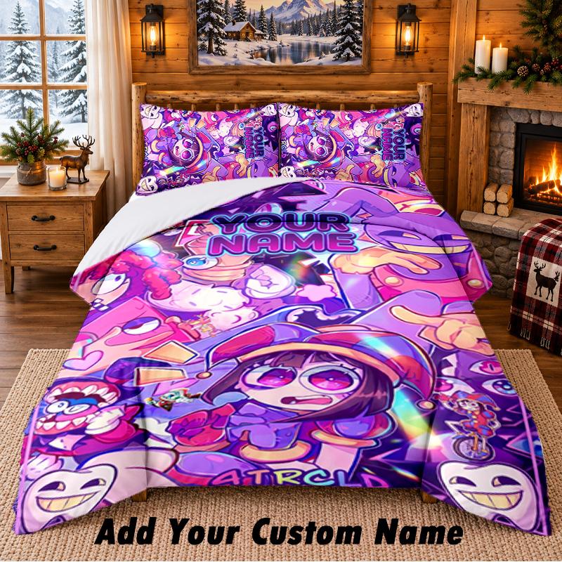The Amazing Digital Circus Custom Name 3Pcs Bedding Set 1 Bed Sheet 2 Pillowcases Bedroom Home Decor