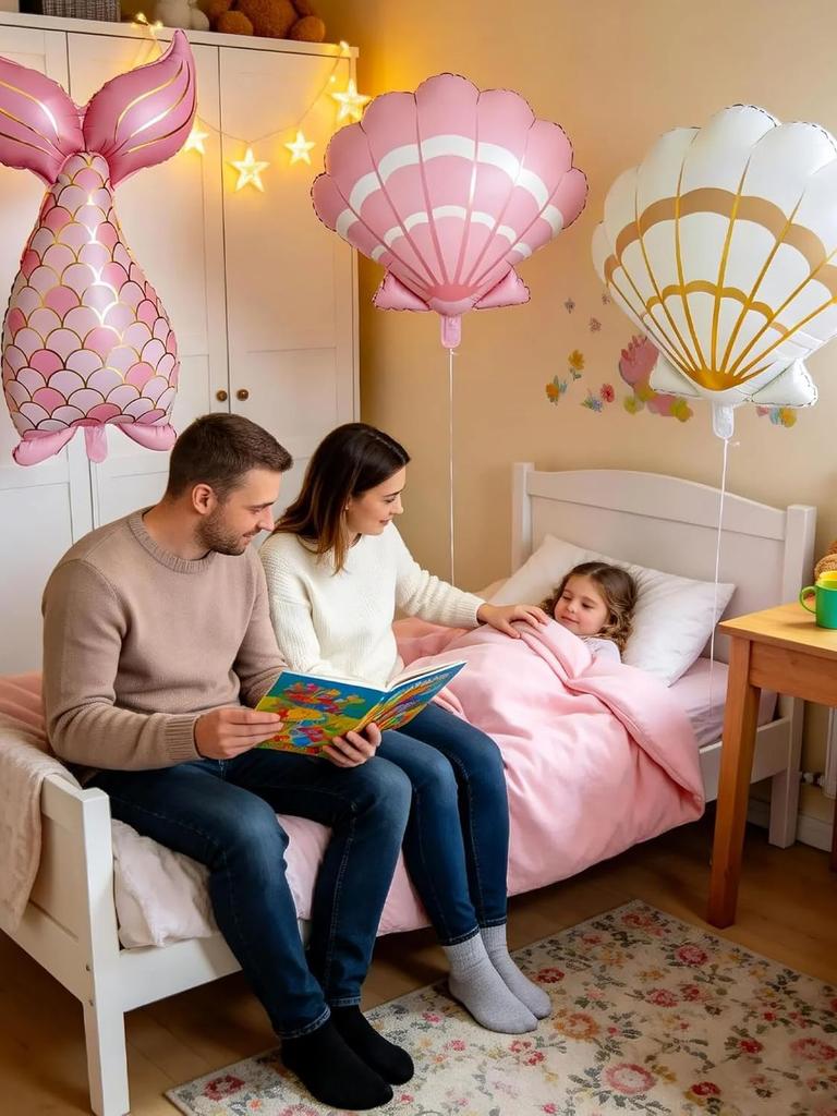 5 шт. Воздушные шары Ракушка Глубоководная Ракушка Ракушка Русалки Набор шаров с фольгированным хвостом на морскую тематику Декорация для дня рождения девочки, вечеринки по случаю детского душа