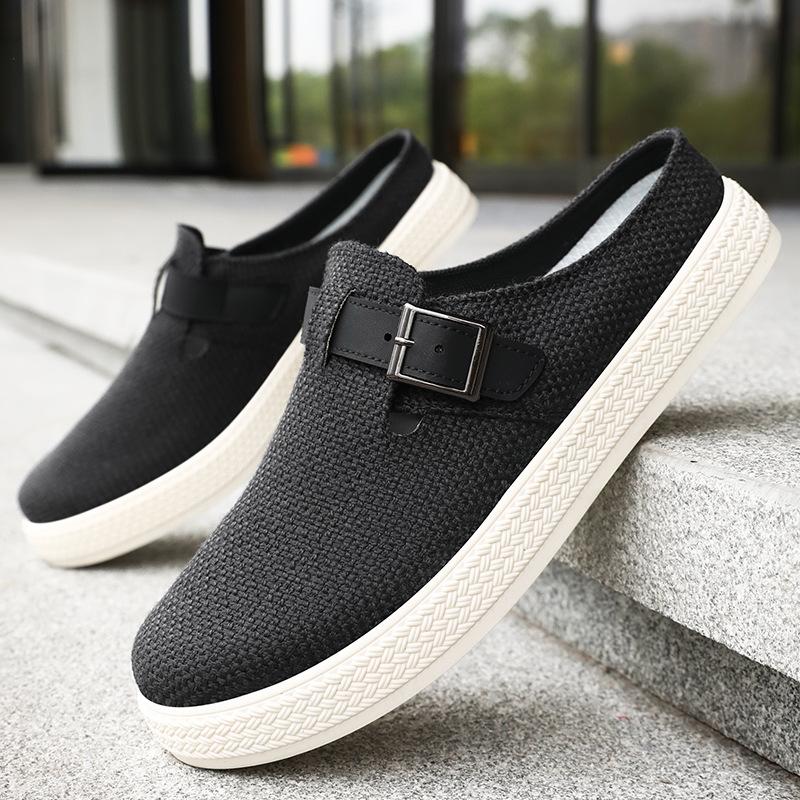 Уличные тапочки Мужские Летние Обувь из Сетки Большого Размера с Полыми Отверстиями Дышащая Мужская Однотонная Спортивная и Повседневная Обувь