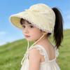 Кружевная Пустая Шляпа-Цилиндр для Девочек 3-8 Лет Весна Лето Защита от Солнца Хлопок Лен Шнурок Рыбацкая Шляпа