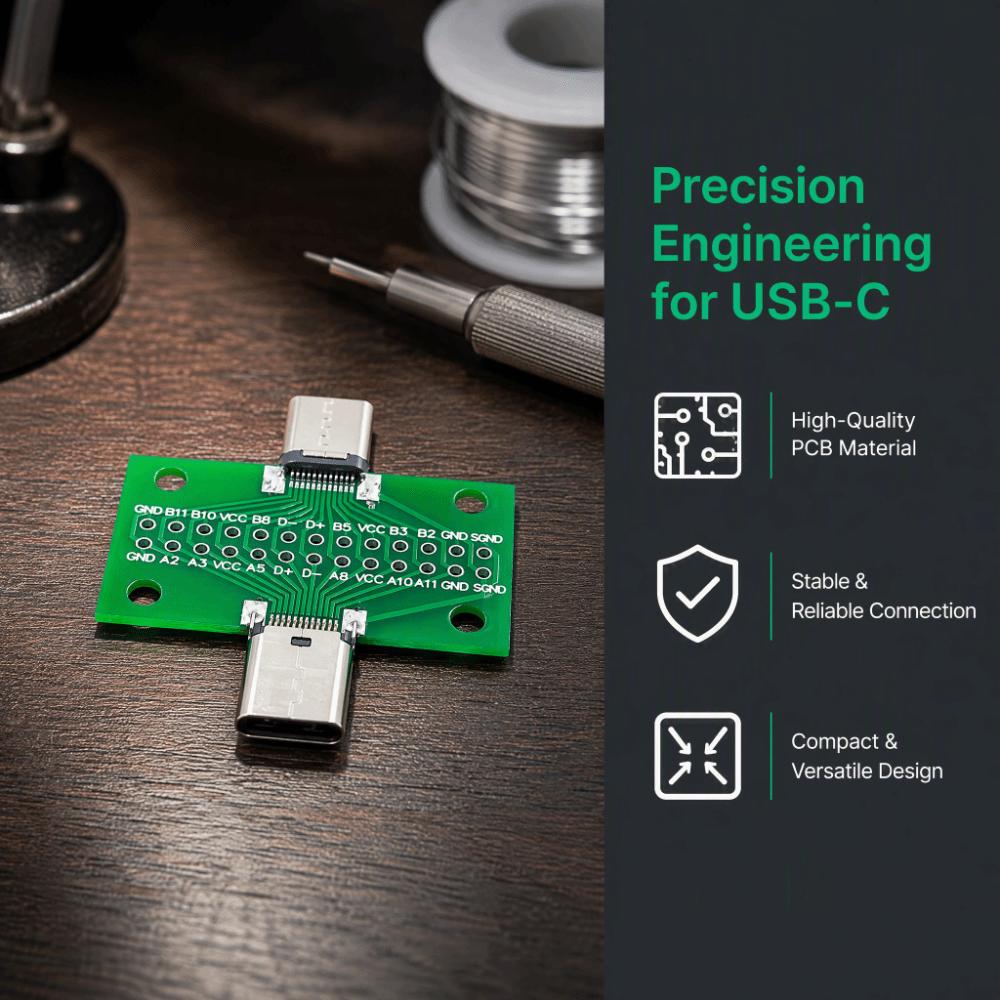 24 Pin Type-C Test Board 2.54mm Pitch USB 3.1 PCB Adapter Type-C Connector Socket For Data Line