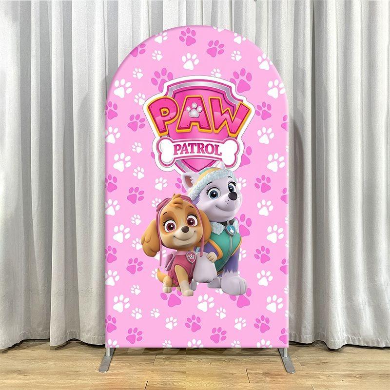  Arch Backdrop Cover Thick Fabric Custom Party Decoration Pink Paw Print Character Birthday Baby Shower Decor Event