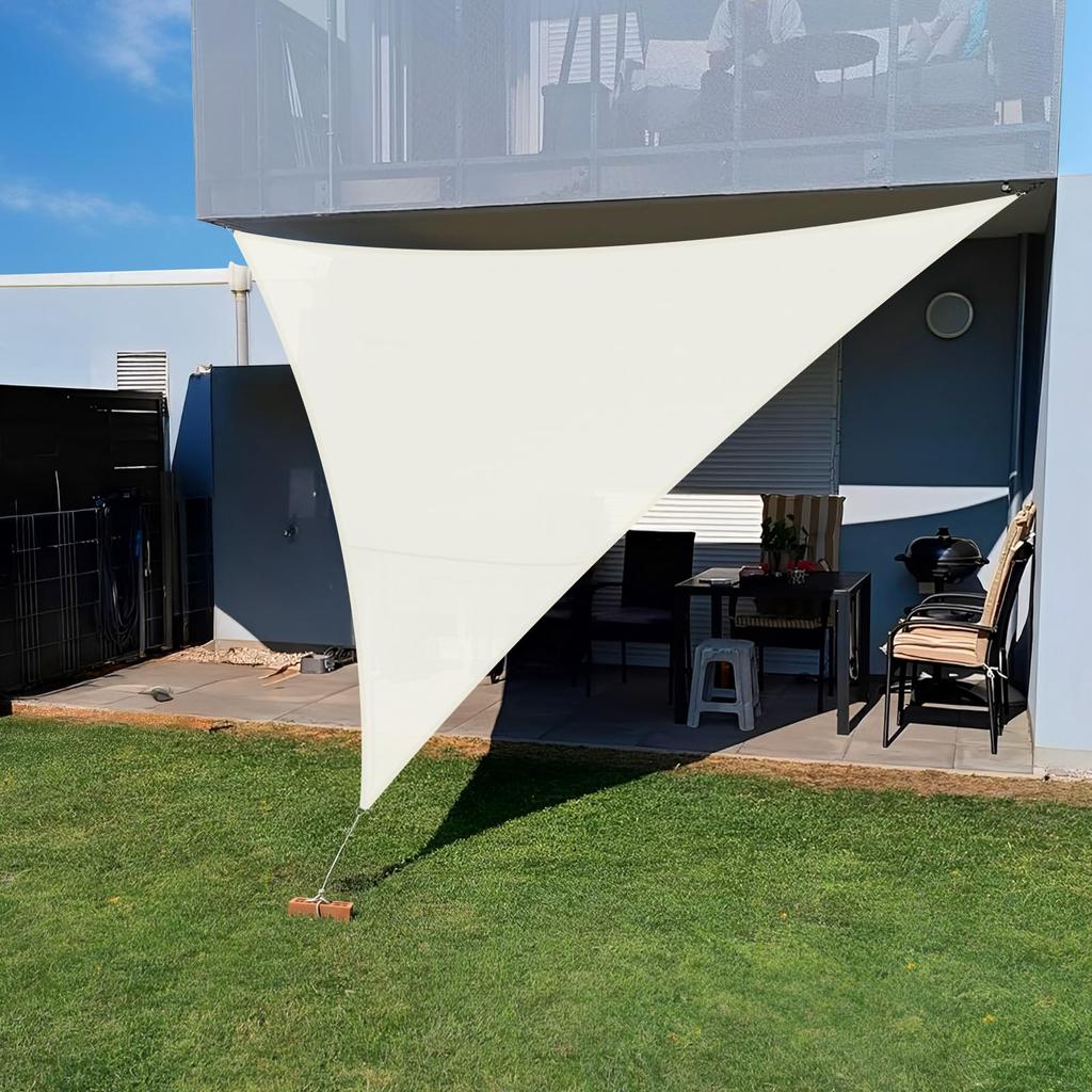 SUNNY GUARD Rain Shade, 4x4x4m, Ivory, Triangular Tarp, Water-Repellent