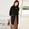 VICTORIA&VERA Women's Winter Leather Buckle Double-Faced Wool Coat