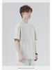 Мужская футболка High Street Trendy из японского плотного хлопка, 275 г, короткие рукава, свободный крой, небольшой воротник, однотонный цвет.