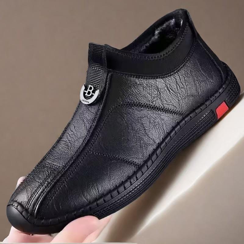 Мужские деловые повседневные кожаные туфли должны быть подготовлены для всех сезонов с одинарной хлопковой мягкой подошвой, модные и универсальные высокие хлопковые кожаные