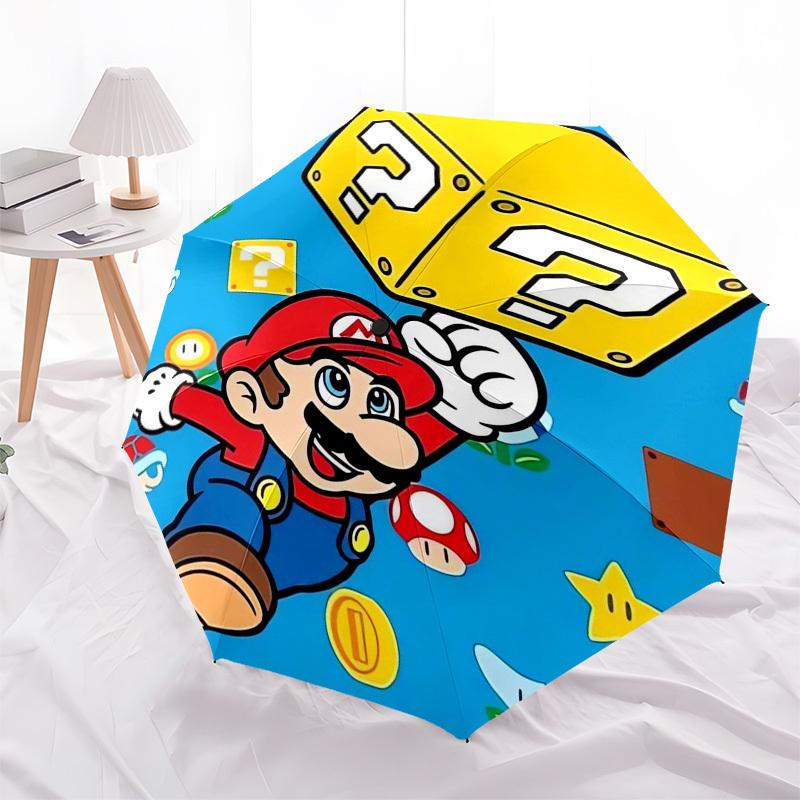 Super Mario Themed Automatic Opening and Closing Umbrella, Compact Travel Umbrella, Lightweight and Portable, Suitable for Beach Commuting B