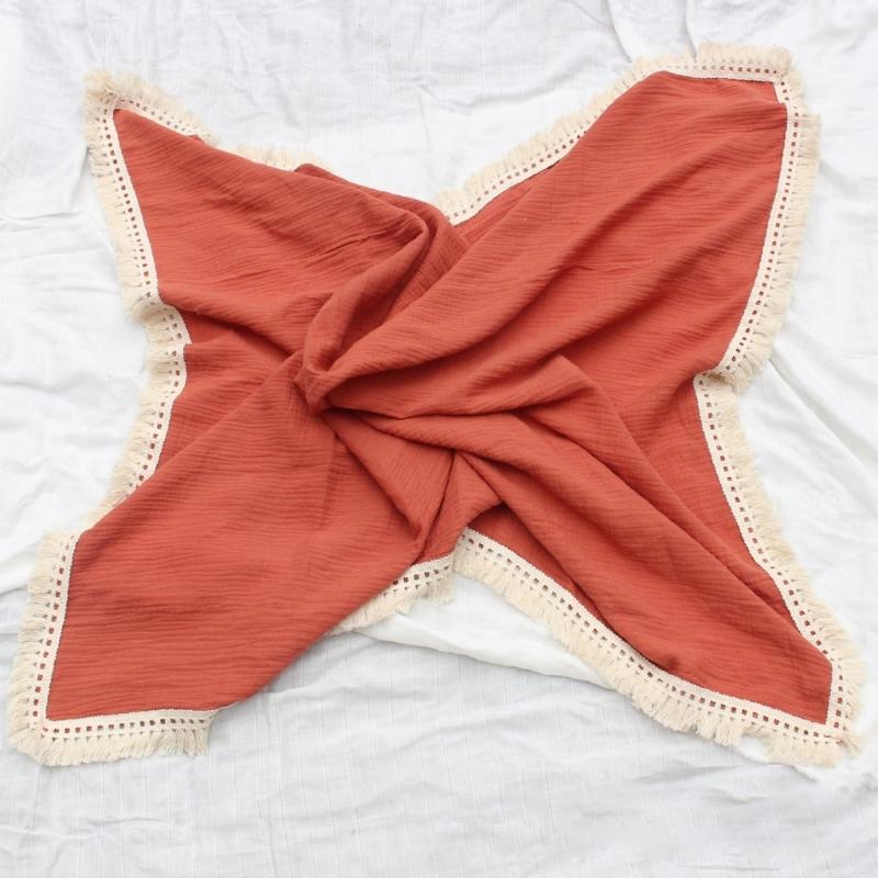 Безопасное и удобное одеяло для новорожденных, хлопковое марлевое одеяло с нежной кружевной отделкой, одеяло-пеленка для младенцев