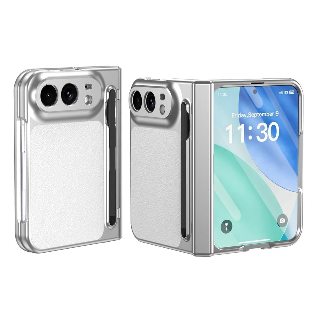 Luxury Plating Leather with Pen Slot Phone Case for IPhone Ultra 18 Fold Screen Film Tempered Hinge Protective Shockproof Cover