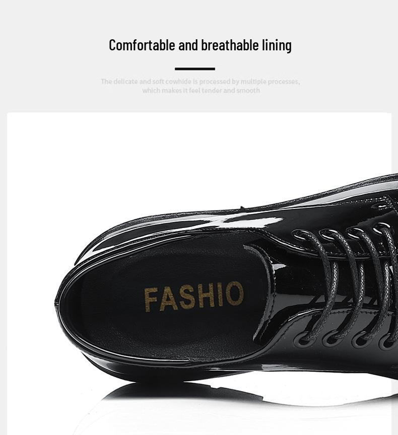 Мужские туфли из лакированной кожи в гонконгском стиле - Британский стиль, Толстая подошва, Глянцевые, Деловые, Формальные и Повседневные.