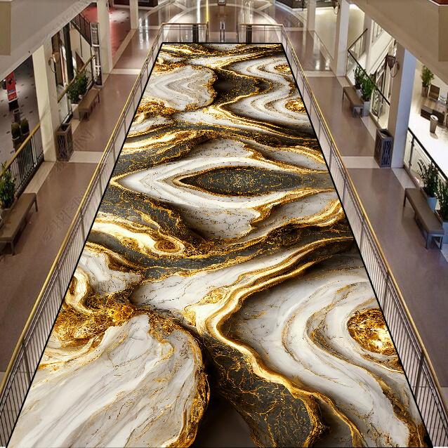 Роскошный мраморный ковер для коридора, золотой абстрактный декор, коврик-дорожка для холла отеля, нескользящие напольные коврики для домашнего прохода